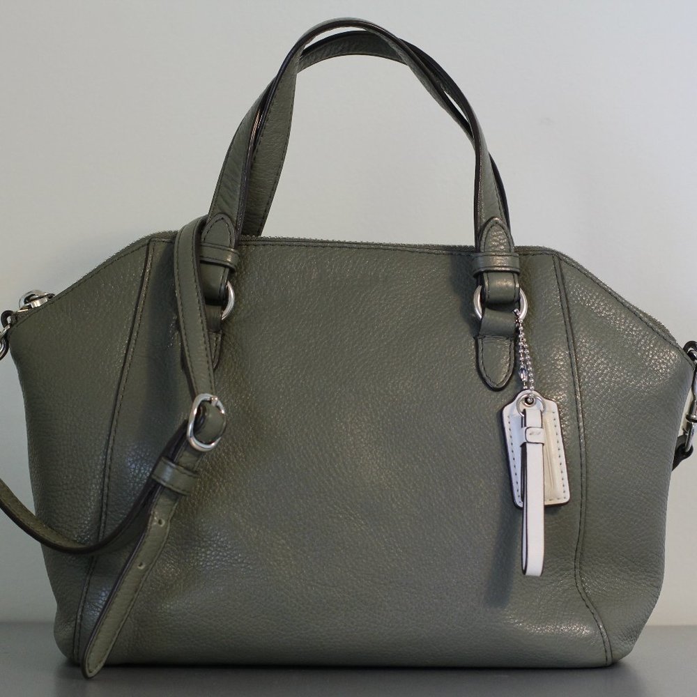 Olive Green Pebbled Leather Coach Kelsey Satchel